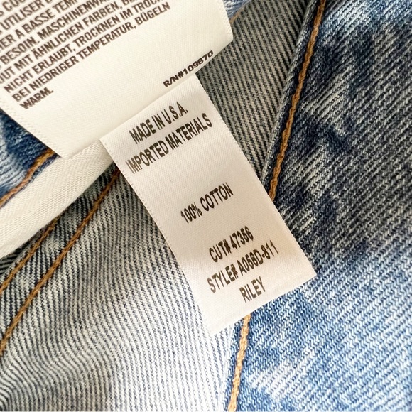 Agolde Riley High Rise Straight Crop Jeans Zephyr Wash Frayed Hem Size 25 - Picture 11 of 15